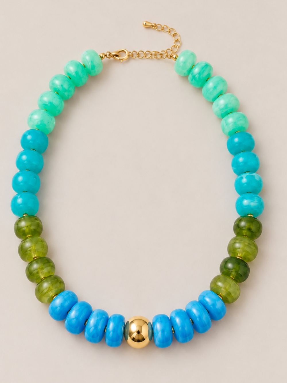 New! Blue Green Beaded Colorful Beaded Statement Necklace NWOT